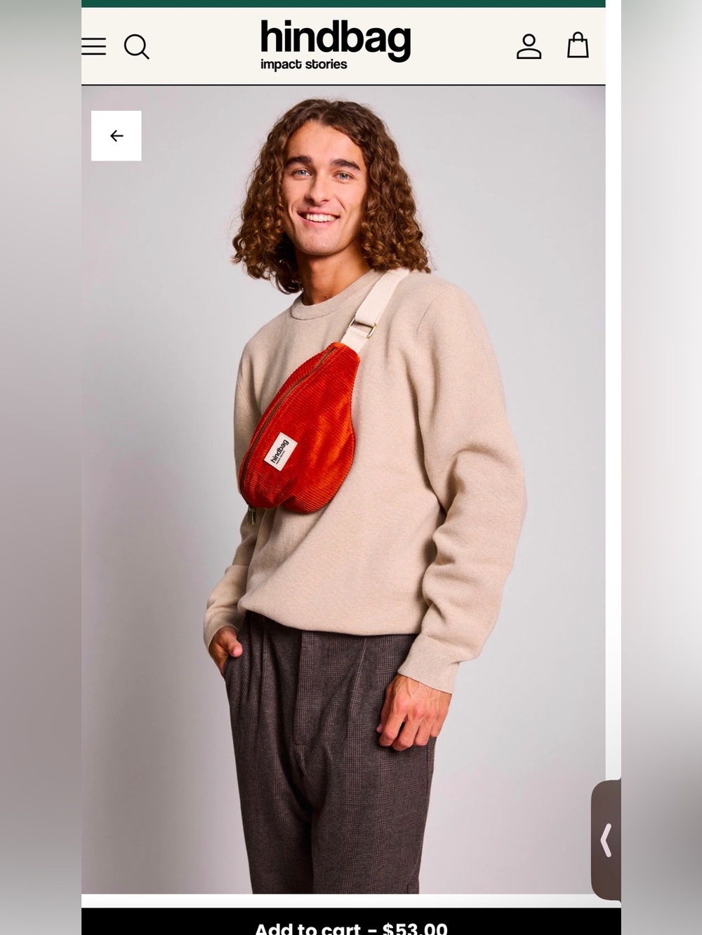 Hindbag Corduroy Belt Bag in Burnt Orange